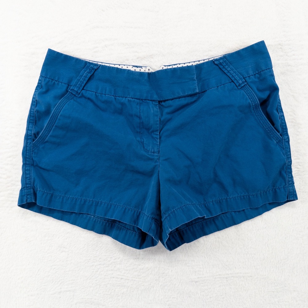 J.Crew Womens Classic Twill Chino Shorts Size 8 Blue City Fit Preppy Cotton